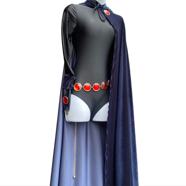 Ready to Ship - Raven - Teen Titan Inspired Dance Festival Cosplay Costume Bodysuit and Cape