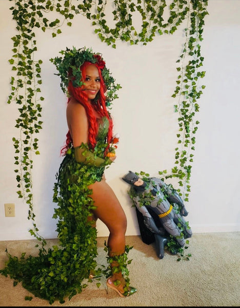 Full Poison Ivy Monokini Gown Dress Costume Rave Bra Rave Wear Cosplay Halloween