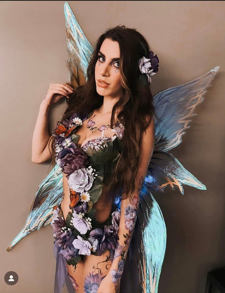 Green Fairy Monokini Warriors with Monarch Butterflies Cosplay Festival Dance Costume