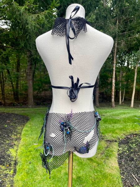Sirens Of The Sea Dark Gothic Netted Mermaid Halter Top and Skirt