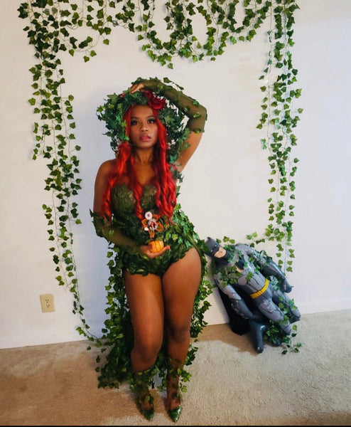 Full Poison Ivy Monokini Gown Dress Costume Rave Bra Rave Wear Cosplay Halloween