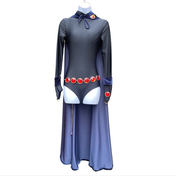 Ready to Ship - Raven - Teen Titan Inspired Dance Festival Cosplay Costume Bodysuit and Cape