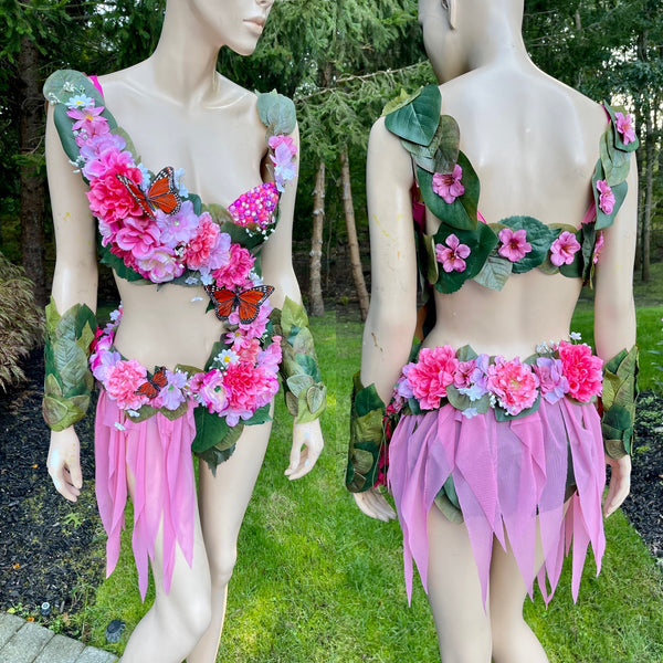 Green Fairy Monokini Warriors with Monarch Butterflies Cosplay Festival Dance Costume