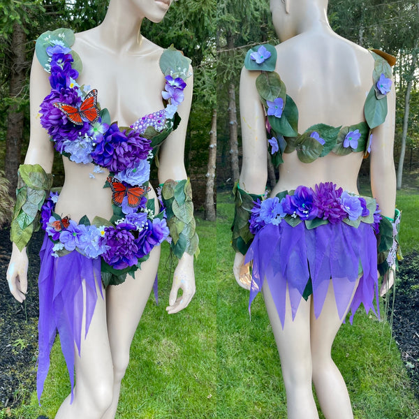 Green Fairy Monokini Warriors with Monarch Butterflies Cosplay Festival Dance Costume