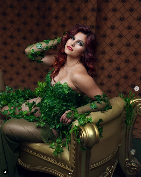 Full Poison Ivy Monokini Gown Dress Costume Rave Bra Rave Wear Cosplay Halloween