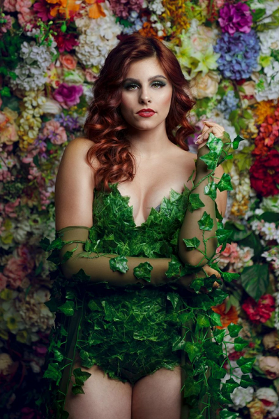Poison Ivy Fingerless Mesh Gloves Costume Rave Bra Cosplay Halloween