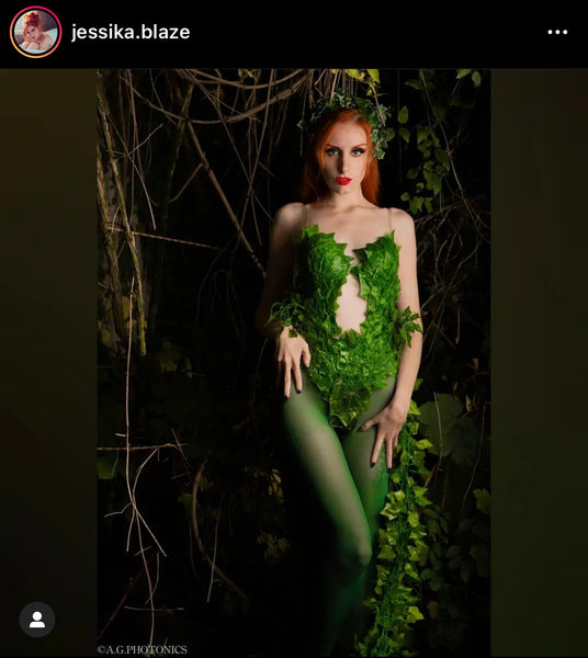 Plunge Poison Ivy Monokini Gown Dress Costume Rave Cosplay Halloween