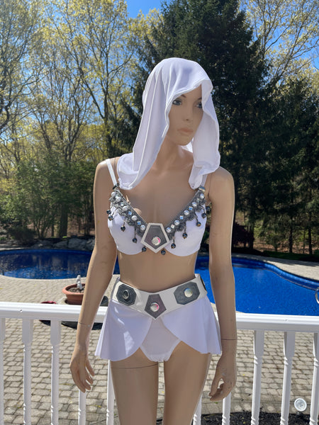 Princess Leia Inspired Top and Hiigh Rise Bottom Festival Dance Cosplay costume