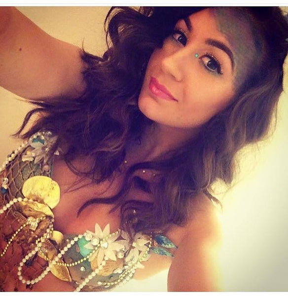 Dripping in Gold Turquoise Mermaid Bra Top