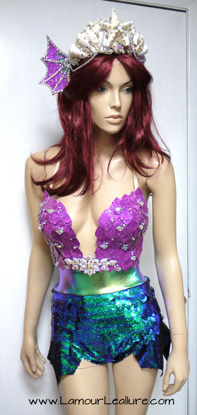 Princess Ariel Inspired Iridescent Dragon Scale Mermaid Siren Costume