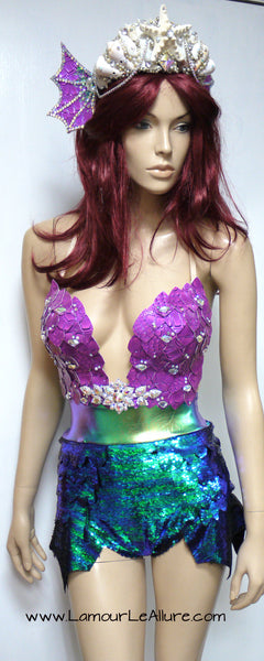 Princess Ariel Inspired Iridescent Dragon Scale Mermaid Siren Costume