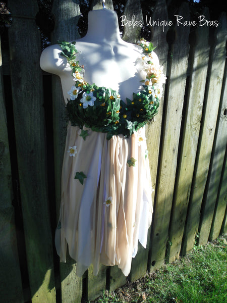 Woodland Forest Flower Fairy Babydoll Dress Bra Costume