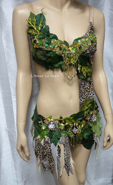 Jungle Forest Cheetah Fairy Monokini Costume Halloween