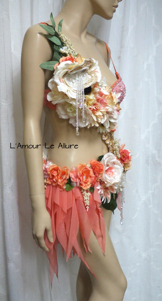Sweet as a Peach Spring Fairy Bra and Skirt Monokini Costume