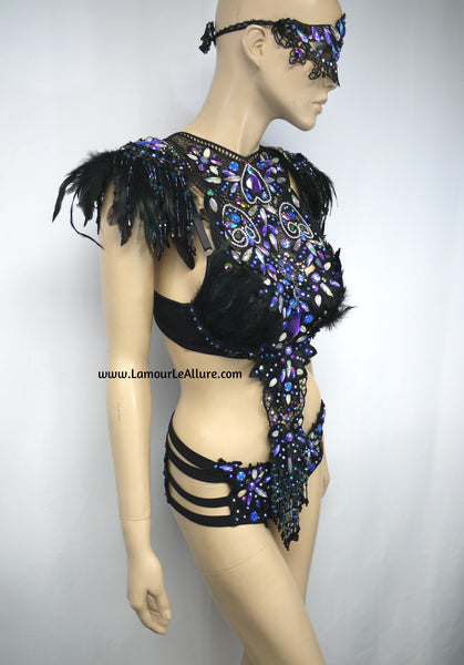 Dark Angel Fairy Costume Dance Rave Bra and Shorts Halloween