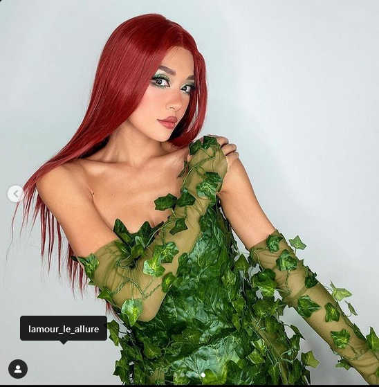 Poison Ivy Fingerless Mesh Gloves Costume Rave Bra Cosplay Halloween