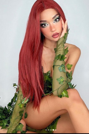 Poison Ivy Fingerless Mesh Gloves Costume Rave Bra Cosplay Halloween
