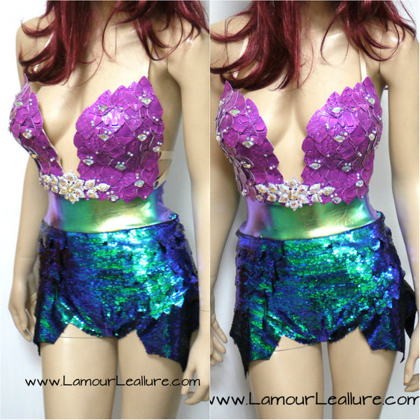 Princess Ariel Inspired Iridescent Dragon Scale Mermaid Siren Costume