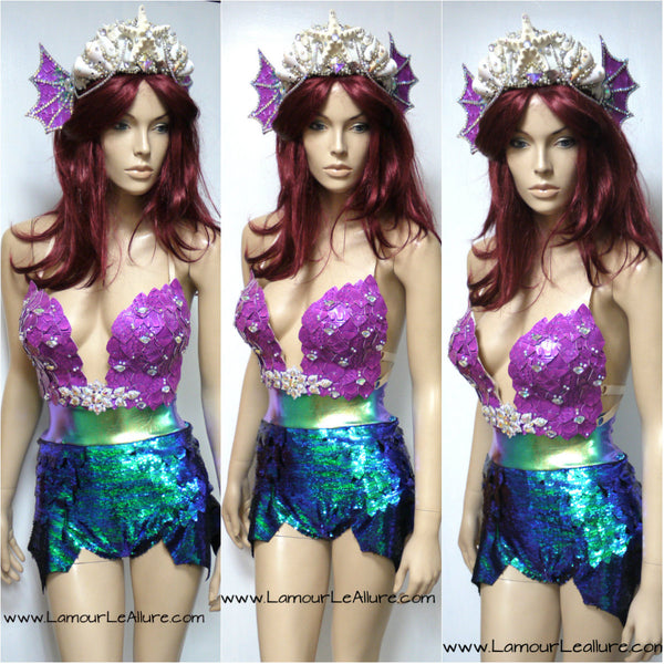 Princess Ariel Inspired Iridescent Dragon Scale Mermaid Siren Costume