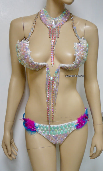 Pastel Unicorn Princess Diamond Samba Carnival Top, Necklace and Bottom