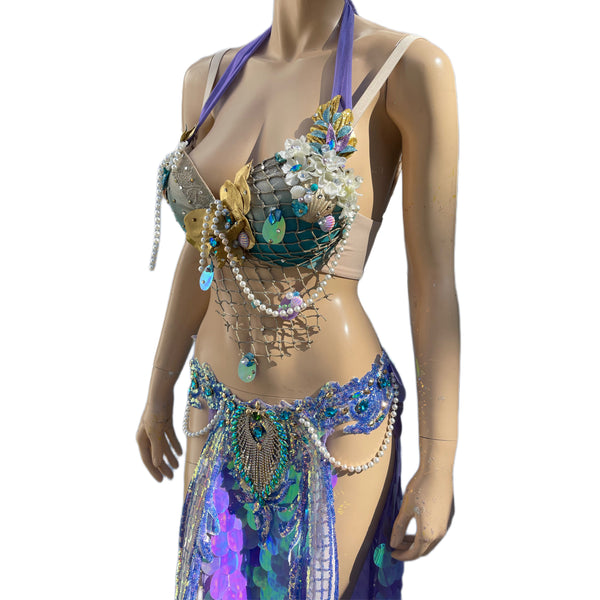 Dripping in Gold Lavender Sequins Mermaid Costume