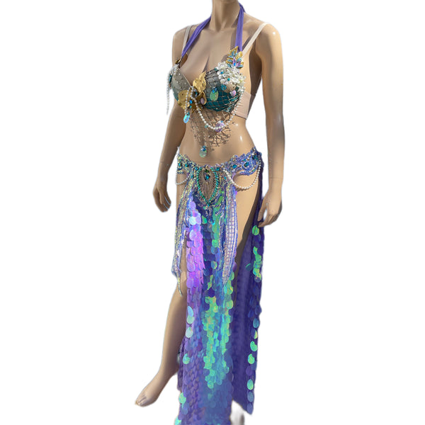 Dripping in Gold Lavender Sequins Mermaid Costume