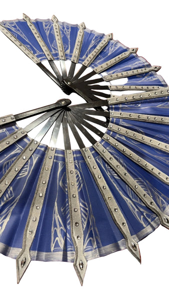 Blue and Silver Blade Fans for Cosplay - Inspired by Kitana Mortal Kombat