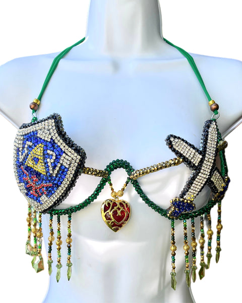 Hero Link Inspired Samba Carnival Top with Hylian Shield and Master Sword Design Cosplay Dance Costume