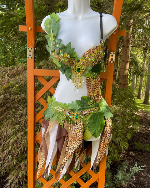 Cheetah in the Jungle Forest Fairy Monokini Costume – Handmade One Piece Set