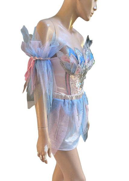 Pink and Sky Blue Swan Corset Skirt and Arm Cuffs