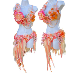Ready to Ship - 34D Small - Peach Spring Fairy Bra and Skirt Costume