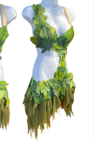 Ready to Ship - Simple All Green Leaf Woodland Forest Fairy Monokini Costume Halloween