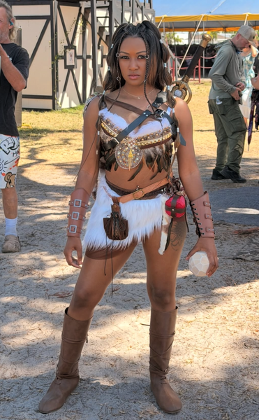Winter White and Brown Skull Viking Warrior Gladiator Costume