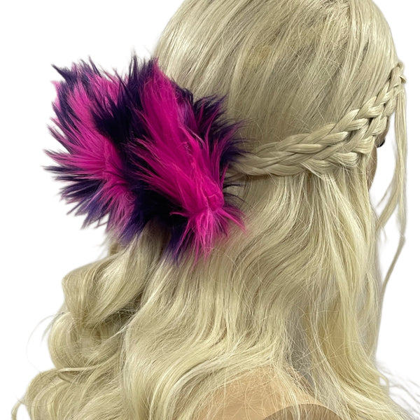 Cheshire Cat Inspired Fur Hair Bow Clip Headband