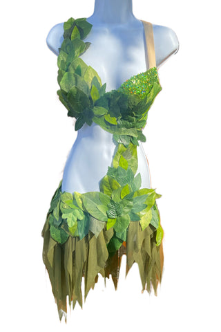 Ready to Ship - Simple All Green Leaf Woodland Forest Fairy Monokini Costume Halloween