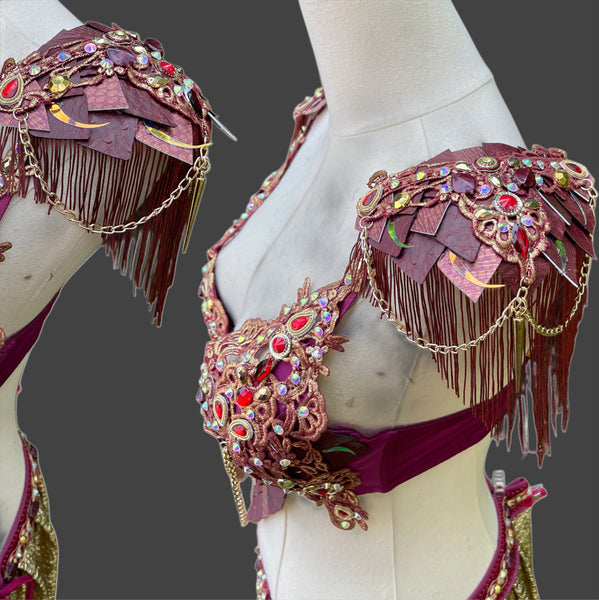 Dragon Rider Warrior Costume Rave Bra and Skirt Bottom