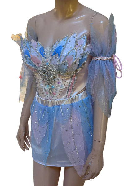 Pink and Sky Blue Swan Corset Skirt and Arm Cuffs