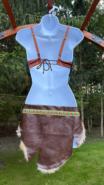 Ready to Ship - 34D 33”+ Skirt - Native Earth Spirit Princess Fringe Feather Costume