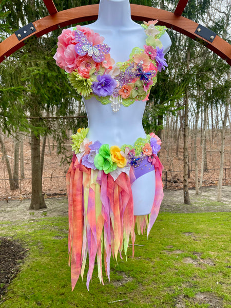 Ready to Ship - 34C Small - Blooming Garden Spring Fairy Bra and Skirt Costume