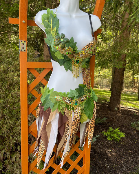 Cheetah in the Jungle Forest Fairy Monokini Costume – Handmade One Piece Set