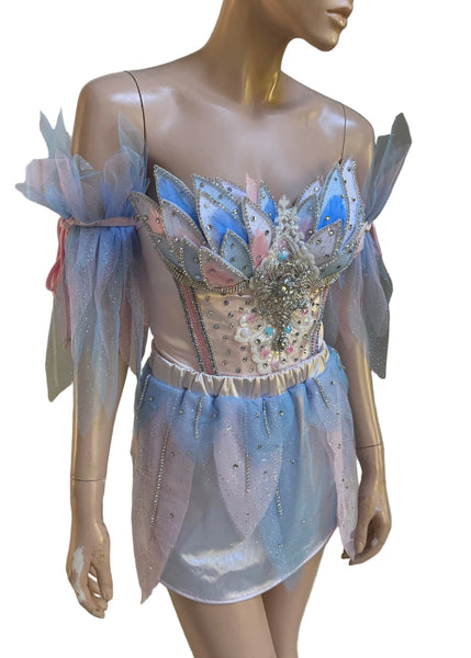 Pink and Sky Blue Swan Corset Skirt and Arm Cuffs