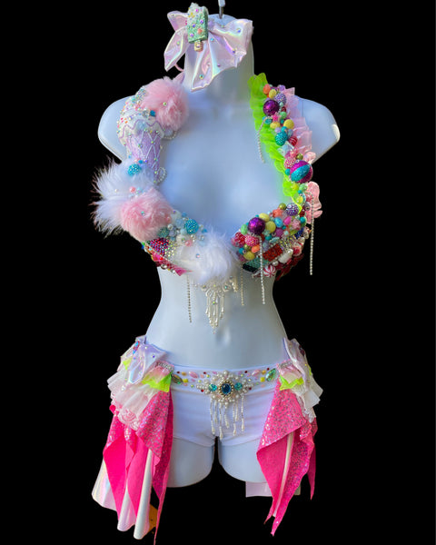 Pastel Candyland Board Game Bra Shorts and Crown