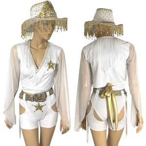 White and Gold Cowgirl Costume