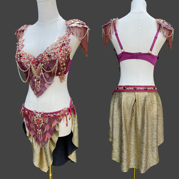 Dragon Rider Warrior Costume Rave Bra and Skirt Bottom