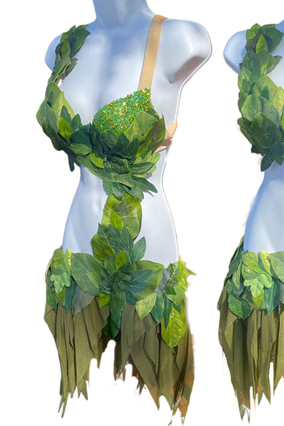 Ready to Ship - Simple All Green Leaf Woodland Forest Fairy Monokini Costume Halloween