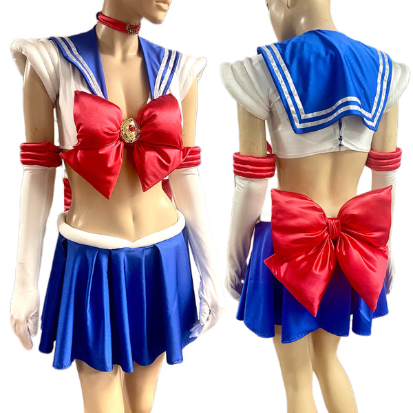 Sailor Scout Sailor Moon Bra Crop Top and Skirt Cosplay Costume