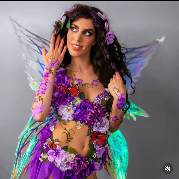 Green Fairy Monokini Warriors with Monarch Butterflies Cosplay Festival Dance Costume