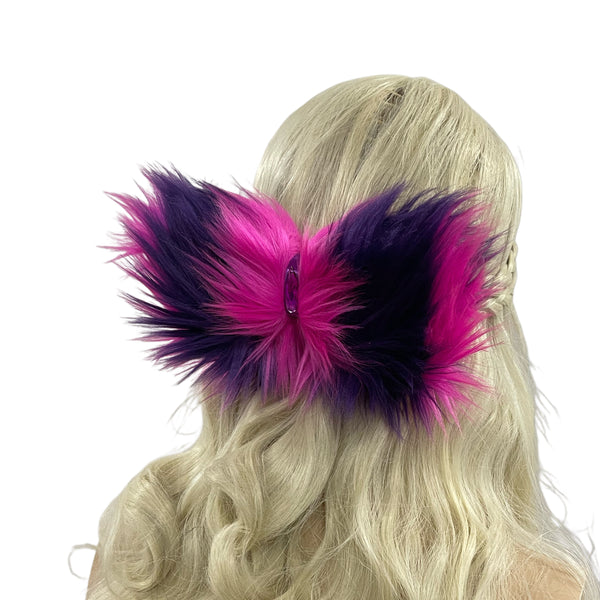 Cheshire Cat Inspired Fur Hair Bow Clip Headband