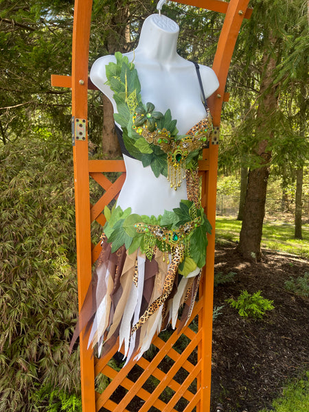 Cheetah in the Jungle Forest Fairy Monokini Costume – Handmade One Piece Set