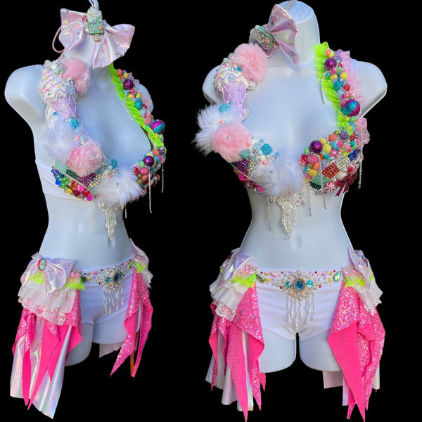 Pastel Candyland Board Game Bra Shorts and Crown